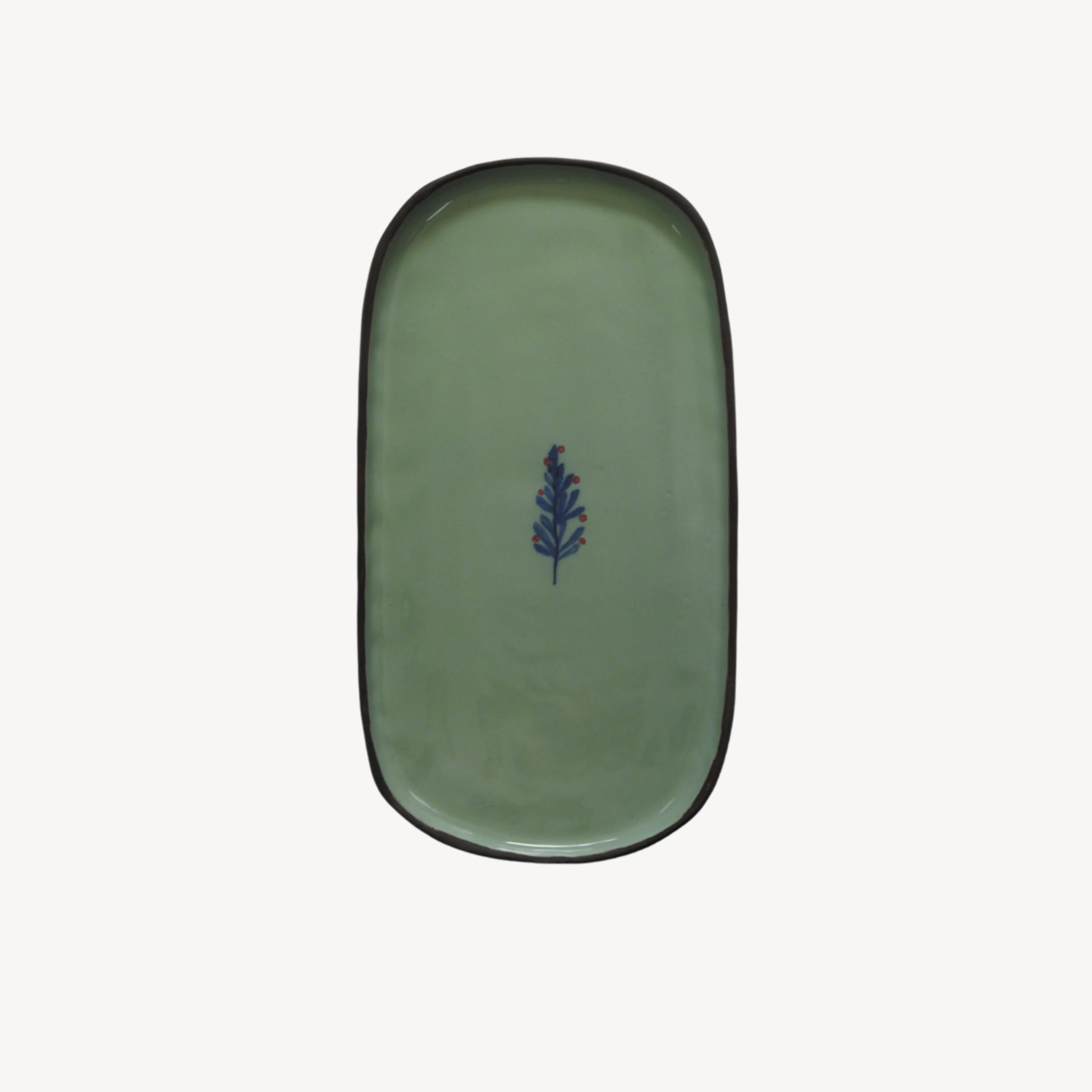 oval dish دیس سرو سرامیکی بیضی سبز