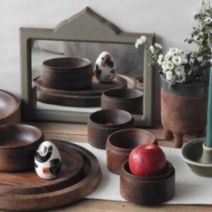 کاسه چوبی کوچک لبه بافت دار